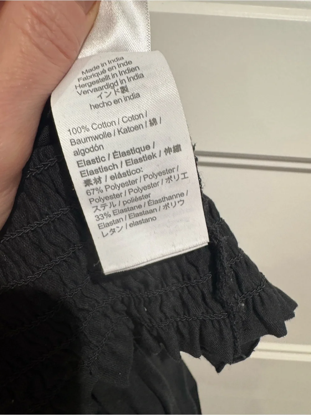 J. Crew Black Smocked Puff-Sleeve Top
